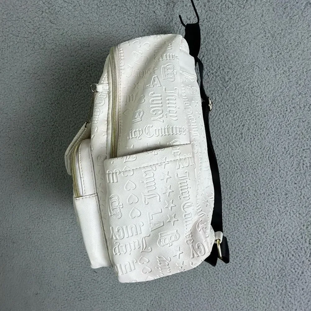 Juicy Couture White/Ivory Embossed Logo Backpack